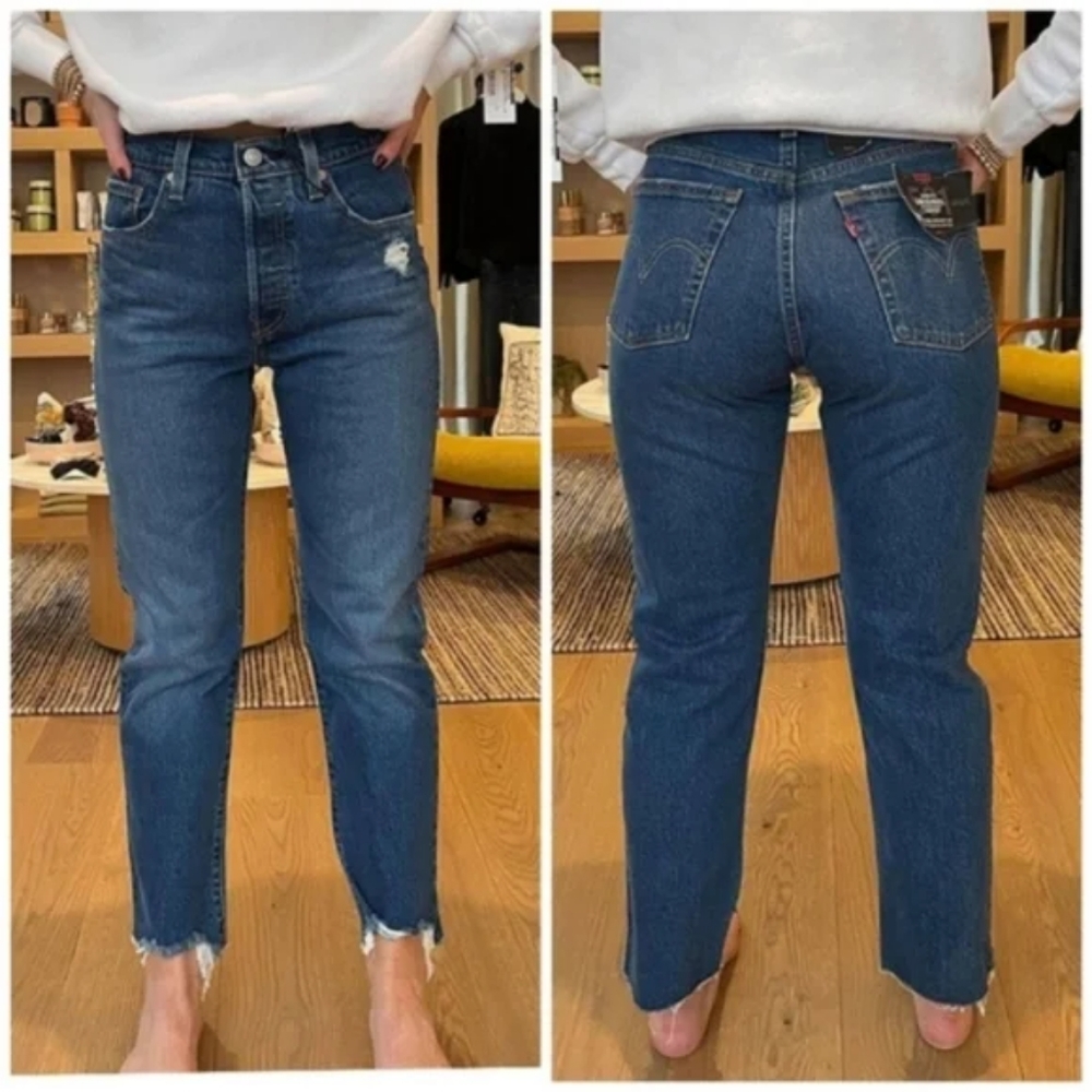 Levi's 501 Crop High Rise Jeans Charleston Fun Denim Pants Mom 90s